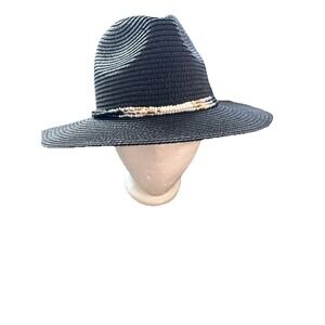Binds New York Ladies Decorated Black Woven Cowgirl Style Hat